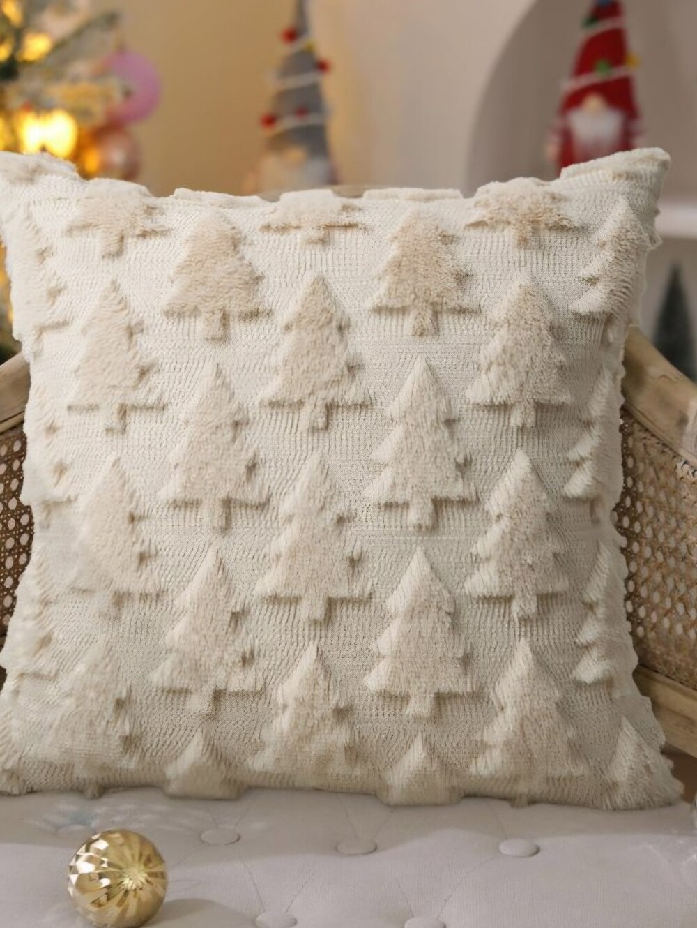Holiday Textured Tree Throw Pillow - Cream. Set of 2. NWT.